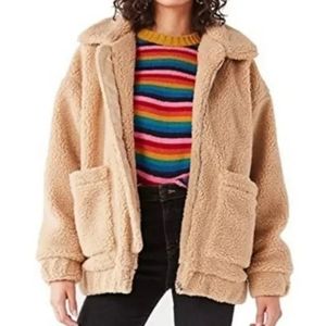NEW Elodie Tan Faux Sherling Teddy Oversize Jacket